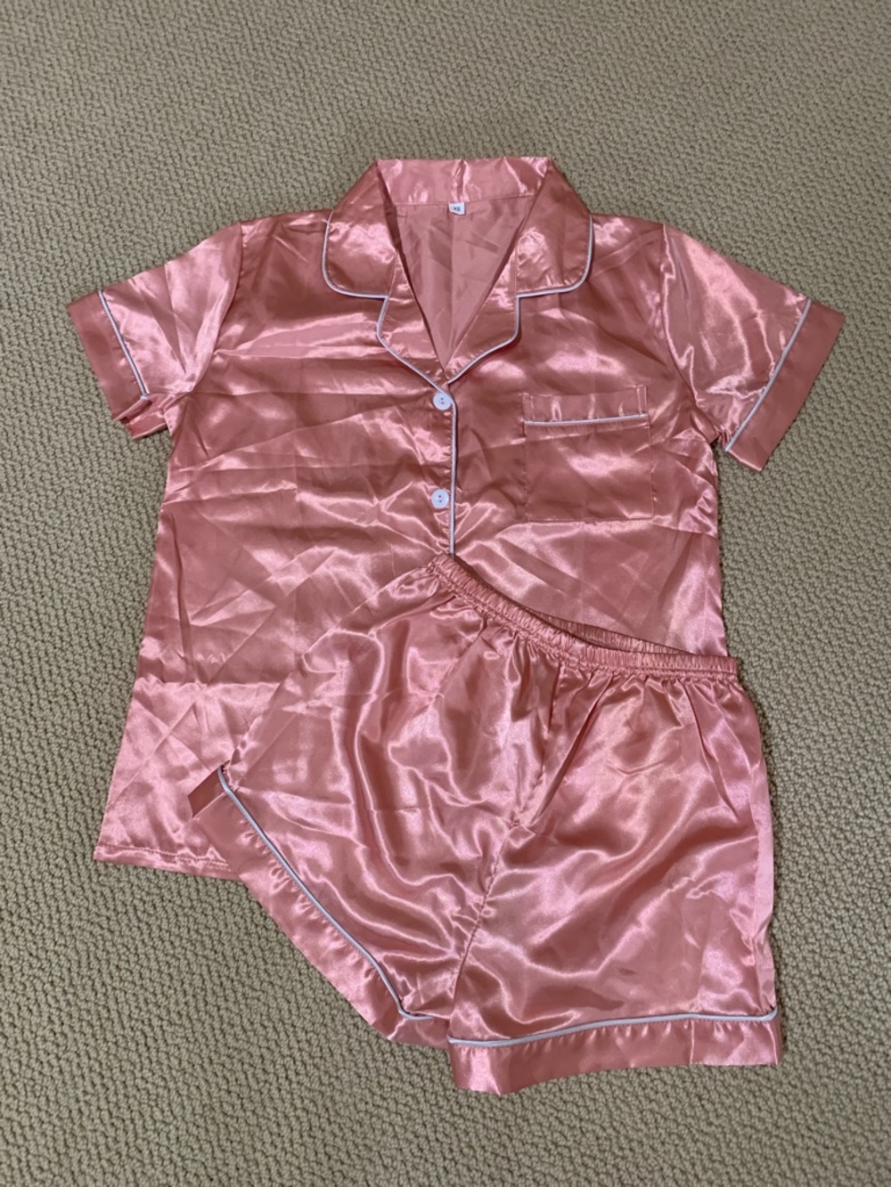 Satin Short Sleeve Pajama Set - Blush Pink